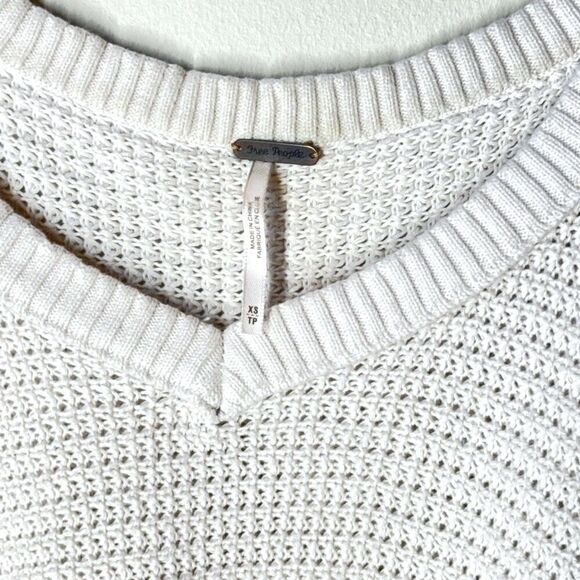 Free People Moonshine Cut Out Cotton Sweater Swing Crochet Bohemian XS Cream - Picture 5 of 8